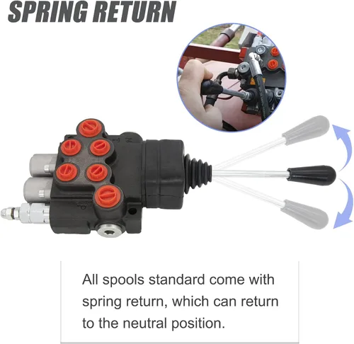 Miniatura 5 de Válvula hidráulica de 2 bobinas, válvula de control direccional hidráulica, válvula de control de joystick hidráulico de 11 GPM para tractores