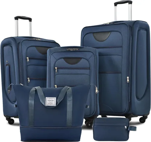 Miniatura 151 de Merax Juegos de equipaje de mano en maleta aprobada por aerolíneas, estuche rígido con ruedas giratorias expandibles, Negro
