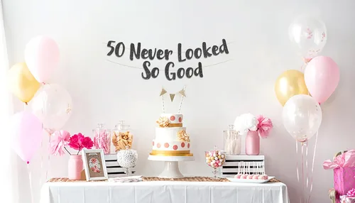 Miniatura 2 de Cartel negro con purpurina preencordada de 50 «Never Looked So Good» – Decoraciones de 50 cumpleaños y aniversario para hombres y mujeres
