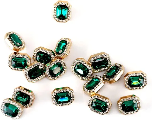 Miniatura 7 de Botones de costura de diamantes de imitación verde esmeralda 20 piezas - 12X10mm, 1/2