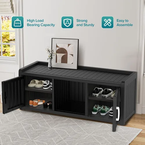 Miniatura 5 de ROJIK Gabinete de zapatos resistente al agua y a los rayos UV, banco de almacenamiento para interior y exterior con estantes ajustables