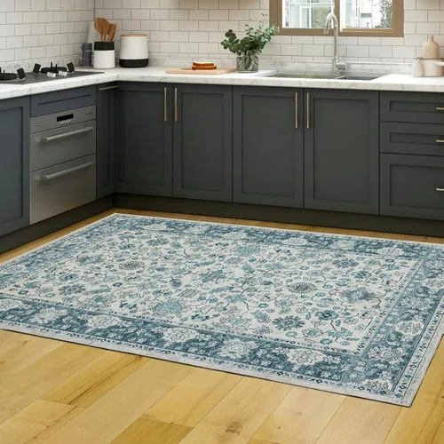 Miniatura 12 de Alfombra de área de 5 x 7, alfombra bohemia vintage, ultra suave, de pelo bajo, lavable, antideslizante, resistente a las manchas, alfombra impresa