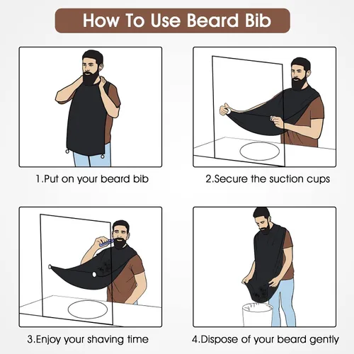 Miniatura 6 de Recogedor de babero para barba, atrapador de pelo de barba para fregadero, regalos de cumpleaños para hombres, él novio, capa de barba antiadherente
