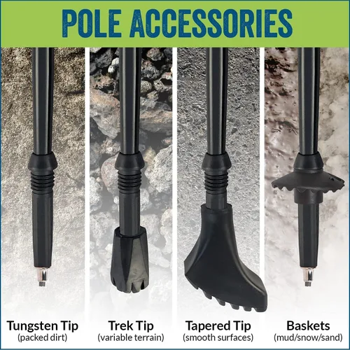 Miniatura 5 de York Nordic Bastones plegables ultraligeros para caminar, listos para viajar, con patas de goma, cestas y bolsa
