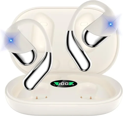 Miniatura 10 de Open Ear Clip Wireless Earbuds Bone Conduction Headphones, Bluetooth Built-in Mic, Waterproof, LED Display Charging Case,Ear Hooks Ear Buds