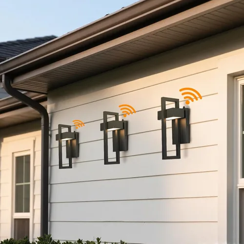 Miniatura 8 de AKEZON Luces LED de pared para exteriores del anochecer al amanecer, 1000LM 3000K moderno aplique exterior integrado, accesorio LED reemplazable
