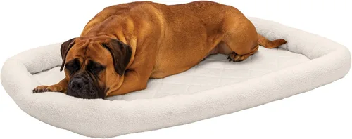 Miniatura 23 de Furhaven Cama para Perros para Perros Grandes/Medianos, 100% Lavable, Dimensionada para Adaptarse a Jaulas - Almohadilla de Jaula con Borde de Forro
