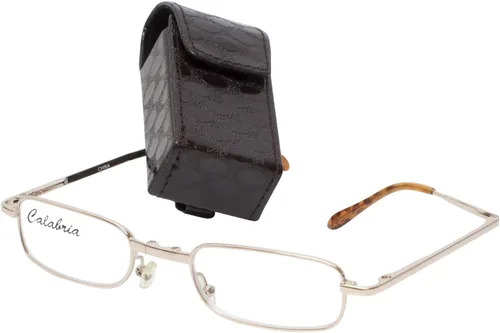 Miniatura 5 de Calabria 308 gafas de lectura plegables +0.50 negro hombres mujeres delgado plegable bolsillo lector resorte bisagra gafas compacto w/caso