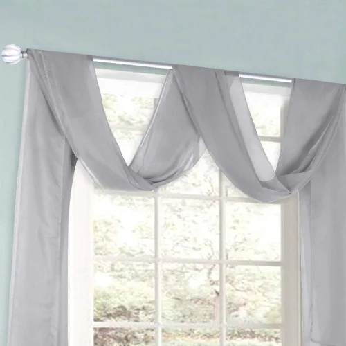 Miniatura 2 de HUTO Cenefa de gasa transparente gris para ventanas, cortina de gasa suave para sala de estar, niñas, boda, fiesta, 216 pulgadas, extra larga