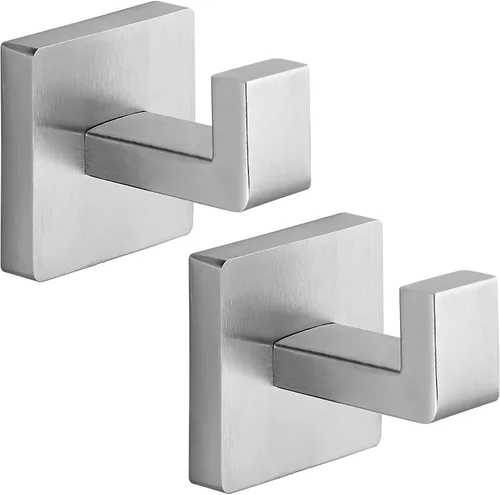 Miniatura 10 de Ganchos para Toallas de Acero Inoxidable Resistente, Ganchos Cuadrados para Bata Montados en la Pared para Baño, Cocina, Dormitorio, Hotel Cromado