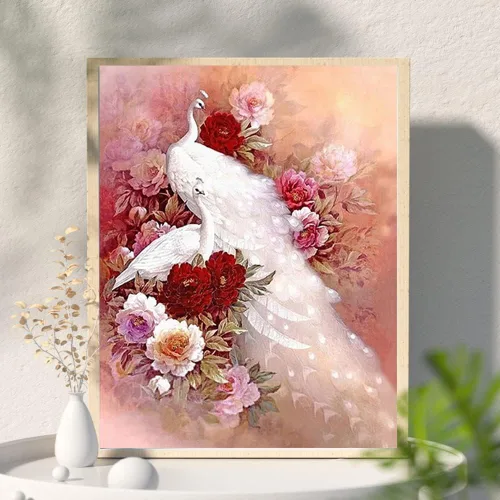 Miniatura 3 de Kits de pintura de diamantes grandes de 15 x 19 pulgadas, diseño cuadrado de pavo real 5D, punto de cruz, pintura familiar por números, adultos