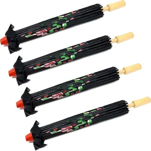 Miniatura 14 de TJ Global Paquete de 4 paraguas de 22 pulgadas para niños chinos japoneses para bodas, fotografías, disfraces, cosplay, decoración y otros eventos