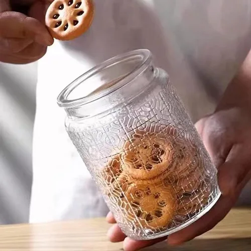 Miniatura 6 de Tarro de vidrio vintage para cocina, almacenamiento de vidrio para cocina y despensa, con tapa de madera hermética para galletas, dulces, granos