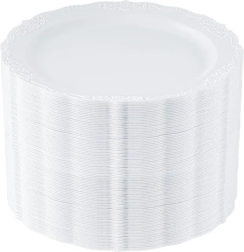 Miniatura 7 de Upassion 100 Piezas Platos de Plástico Transparente - Platos Desechables Transparentes para Cena de 7.5 Pulgadas - Platos Desechables Duros Premium