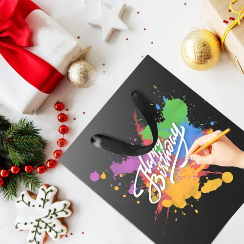 Miniatura 5 de SHIPKEY Paquete de 10 bolsas de regalo pequeñas Bolsa de regalo negra de 6x2.5x8 pulgadas, bolsas de papel para hombres, bolsa de recuerdo