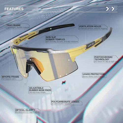 Miniatura 3 de KAPVOE Gafas de sol de ciclismo fotocromáticas para bicicleta de montaña, transparentes, MTB en bicicleta, equitación, béisbol, correr, golf