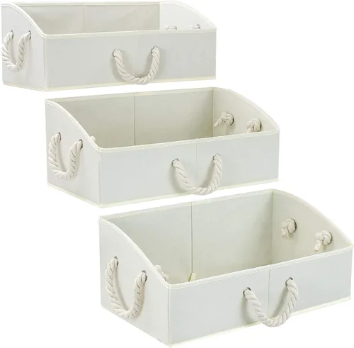 Miniatura 6 de Sorbus Contenedores de almacenamiento [paquete de 3] cestas de almacenamiento de tela, organizador plegable para armario, caja de almacenamiento