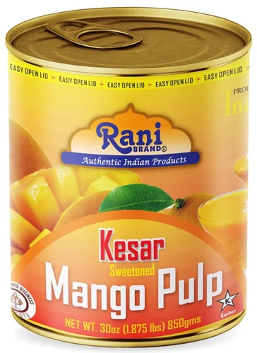 Miniatura 25 de Puré de pulpa de mango Rani (hace batidos de mango Lassi) Alphonso endulzado 30 onzas (1.875 libras) 29.98 oz ~ Kosher Todo natural Sin OMG