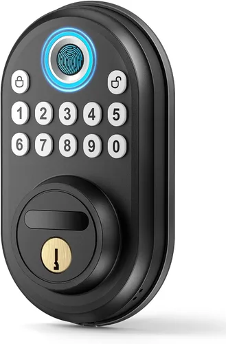 Cerradura de puerta de huellas dactilares con teclado, cerradura inteligente de entrada sin llave para puerta delantera con 2 llaves, bloqueo