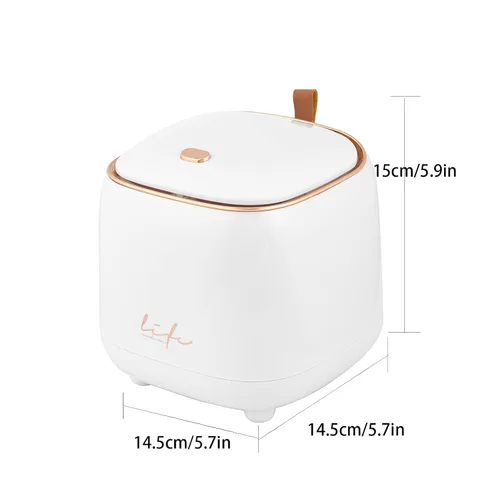 Miniatura 3 de Mini papelera de escritorio con tapa, pequeño cubo de basura de plástico para cocina, baño, oficina, papelera de escritorio con botones, cubo