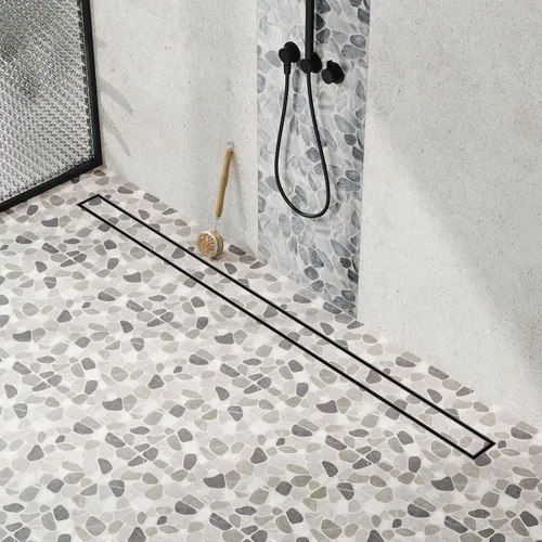 Miniatura 9 de Neodrain Drenaje de ducha lineal de 24 pulgadas con rejilla de inserción de azulejos, fabricante profesional de desagüe de suelo de ducha Cepillado