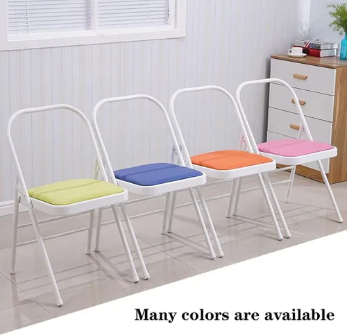 Miniatura 5 de Folding Chairs Muebles plegable respaldo silla cómodo simple acolchado marco de metal ahorro de espacio de almacenamiento