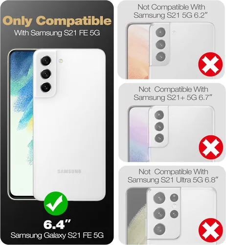 Miniatura 2 de Dexnor Funda para Samsung Galaxy S21 FE, [protector de pantalla y soporte integrados] Protección de grado militar resistente a prueba de golpes