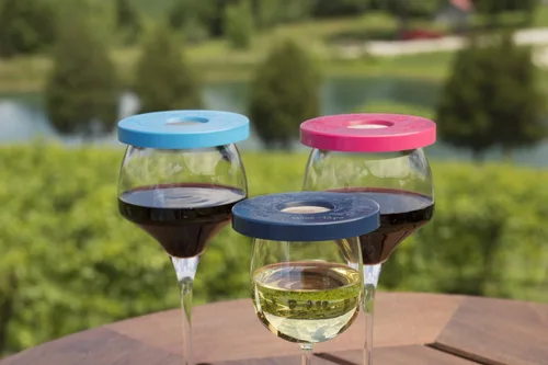 Miniatura 4 de (R Cabana Juego de 6 cubiertas para copas de vino en seis colores brillantes y hermosos, para proteger tu copa de vino de insectos e insectos