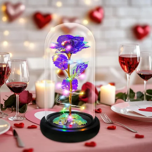 Miniatura 7 de Childom Regalos para el día de la madre para mamá, regalos de cumpleaños para mujeres, abuela, flores para entrega, rosa colorida púrpura iluminada
