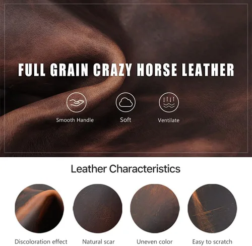 Miniatura 7 de CONTACTS Crazy Horse - Estuche de cuero para cigarros, caja de cigarros de viaje, 3 ranuras, funda para humidor, organizador portátil por Handmade