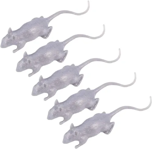 Toddmomy 10pcs Halloween Simulation Mouse Prank Plastic Realistic Soft Rubber Mice Decorations Lightweight Portable for Indoor Outdoor Party