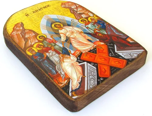 Miniatura 2 de Icono de madera griego cristiano ortodoxo madera de la resurrección / MP2