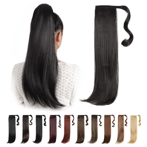 Miniatura 49 de Extensiones de cabello para cola de caballo, extensión de cola de caballo roja de 16 pulgadas, corta, ondulada, rizada, envolvente, cola de caballo
