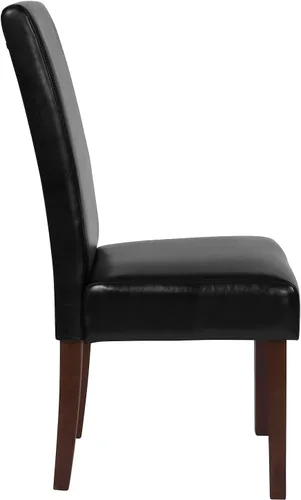 Miniatura 7 de Flash Furniture Greenwich Series Black LeatherSoft - Silla de comedor Parsons de mediados de siglo con parte trasera tapizada