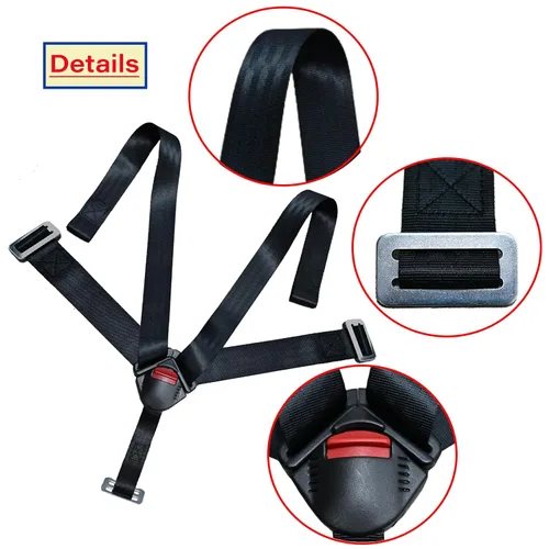 Miniatura 4 de Arnés universal de 5 puntos para el pecho del asiento del bebé con hebilla de bloqueo, correas ajustables de repuesto para silla alta de bebé