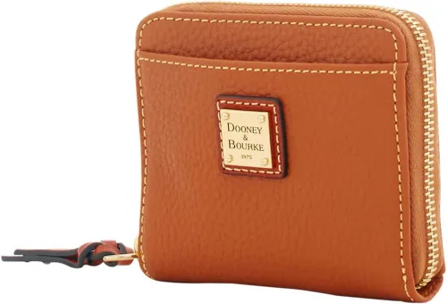 Miniatura 2 de Dooney & Bourke Billetera, billetera pequeña con cremallera alrededor de grano de guijarros, Caramelo, Cartera con cremallera