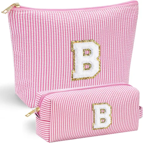 Miniatura 99 de YOOLIFE Regalos del Día de la Madre para mujeres, bolsa de maquillaje con inicial, bolsa de cosméticos, bolsa de maquillaje de viaje, regalos Rosado