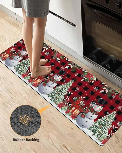 Miniatura 3 de Xmas Snowman Bath Mat for Tub,Non Slip Bathroom Floor Runner Rug Quick Dry & Absorbent Diatomaceous Earth Shower Sink Kitchen Washable