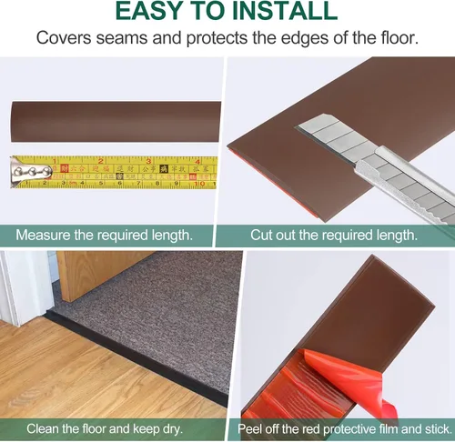 Miniatura 5 de uxcell Tira de transición de suelo autoadhesiva, tira de cubierta de puerta laminada de PVC de 3 pulgadas de ancho para puerta de menos de 3 Blanco