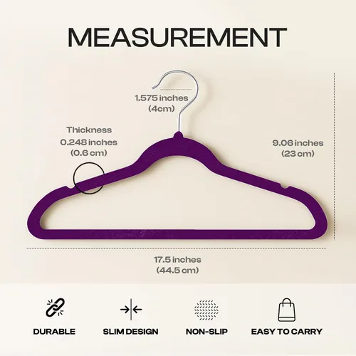 Miniatura 2 de Utopia Home Velvet Hanger - Paquete de 50 perchas delgadas antideslizantes de lujo para pantalones y abrigos, perchas fuertes que ahorran espacio
