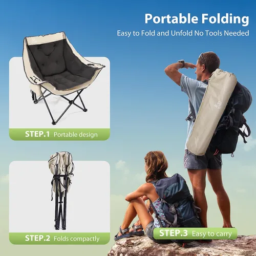 Miniatura 6 de Nice C Silla de campamento acolchada XL para exteriores, sillas deportivas portátiles plegables gruesas de gran tamaño, resistente, con bolsa