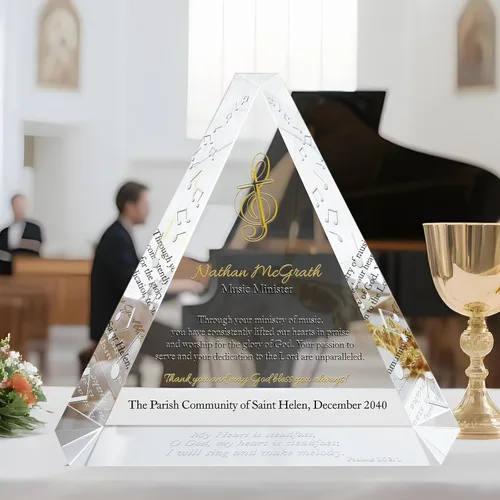 Miniatura 2 de Placa personalizada del ministerio de música Trinity – Regalo de cristal personalizado para director de coro, líder de adoración o ministro