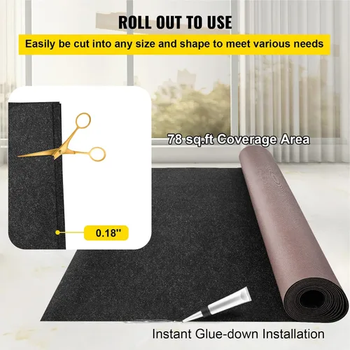 Miniatura 6 de Happybuy 6 pies x 13 pies Alfombra marina negra para barcos impermeable - Alfombra enrollable de 0.18" de espesor para interior y exterior