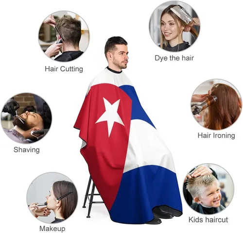 Miniatura 3 de Bandera de Cuba - Capa de peluquería para adultos, para peluquería en casa, peluquería