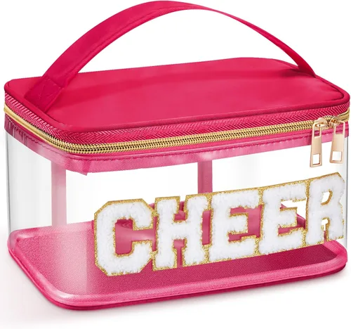 Miniatura 9 de Geetery Bolsa de Letras de Chenilla, Estuches de Viaje Meds Cheer Regalos para Porristas Bolsa de Cosméticos Maquillaje de Nylon Portátil Preppy
