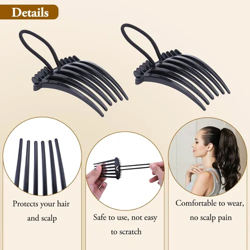 Miniatura 3 de Vodolo Peine bandette con banda elástica, 6 piezas de accesorios para el cabello para peinados fáciles y elegantes, cola de caballo Bump it Up