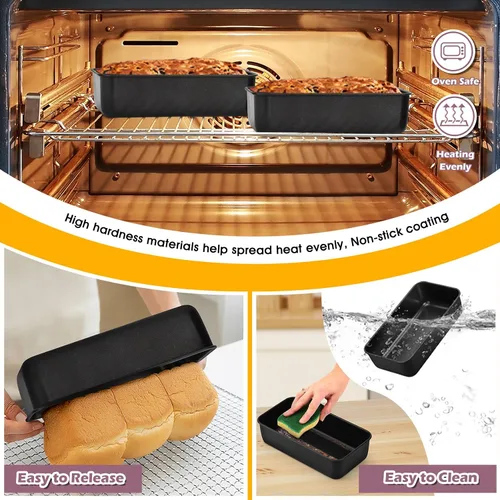Miniatura 5 de P&P CHEF Juego de moldes para pan, moldes para pan de 9 x 5 pulgadas, moldes de acero inoxidable para pan y pastel de lasaña, saludable y no tóxico