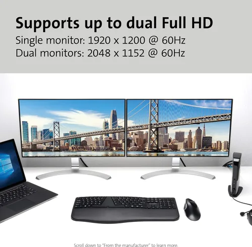 Miniatura 3 de Kensington Estación de acoplamiento de doble pantalla USB 3.0 para MacBooks, Windows y Surface (K33972US)