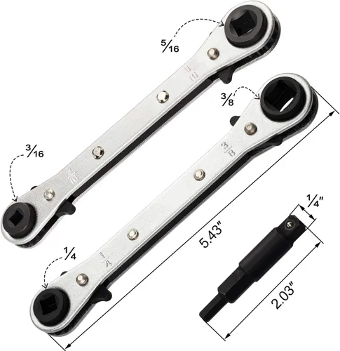Miniatura 2 de ANCIRS Llave de trinquete de 3/16 a 3/8, llave de servicio HVAC con kit adaptador de broca hexagonal para aire acondicionado, reparación de equipos