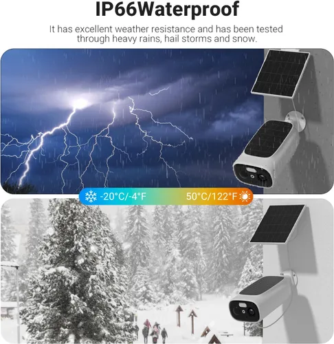 Miniatura 9 de Rraycom 2.5K Cámaras de seguridad solar inalámbricas para exteriores, sistema de cámara de seguridad alimentado por batería solar WiFi 2.4/5Ghz